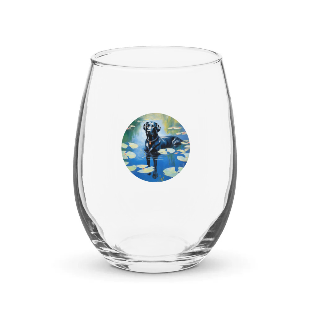 PugMug Custom Black Labrador Retriever Stemless Wine Glass