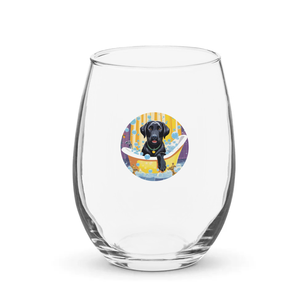 PugMug Custom Black Labrador Retriever Stemless Wine Glass