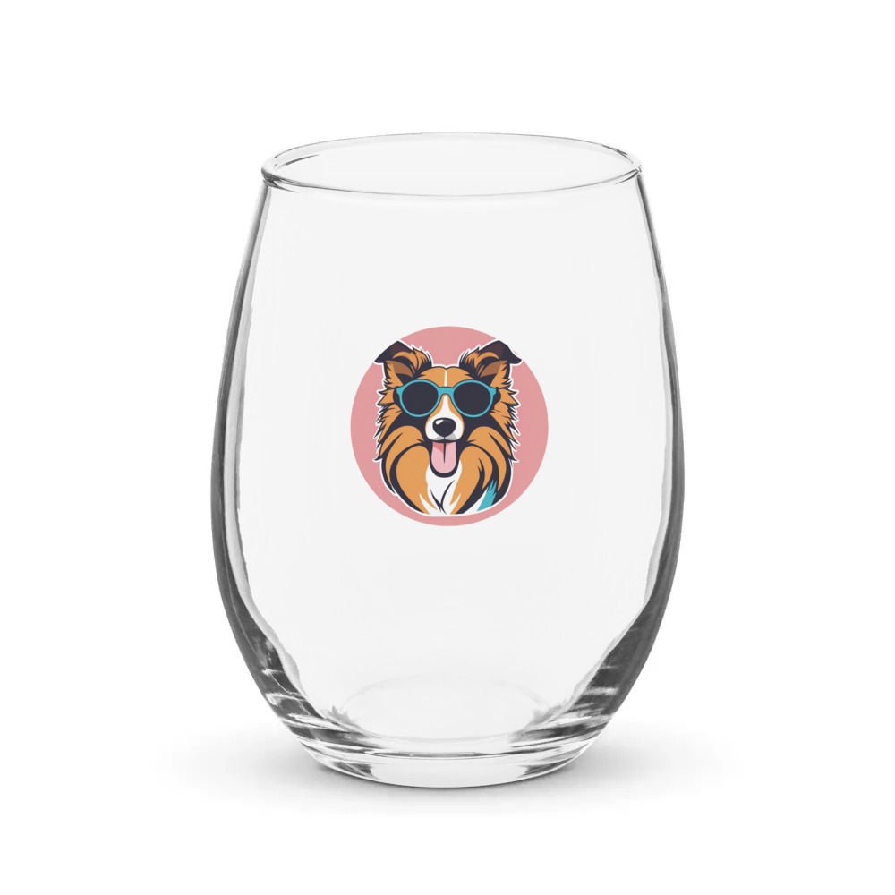 PugMug Custom Shetland Sheepdog Stemless Wine Glass