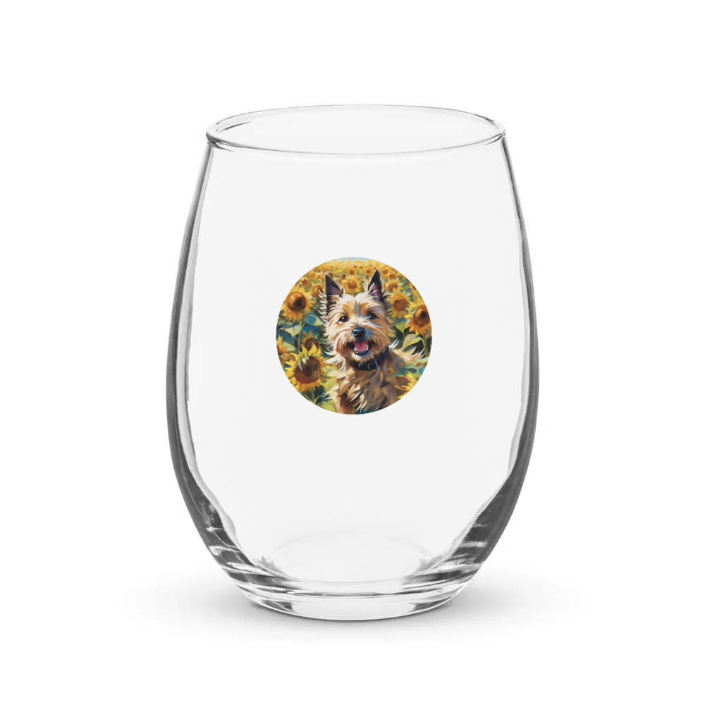 PugMug Custom Cairn Terrier Stemless Wine Glass