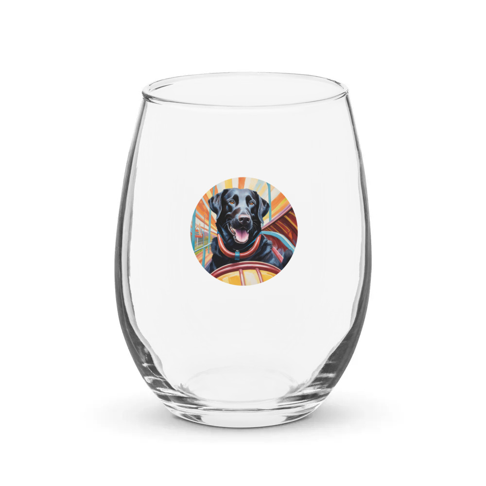 PugMug Custom Black Labrador Retriever Stemless Wine Glass