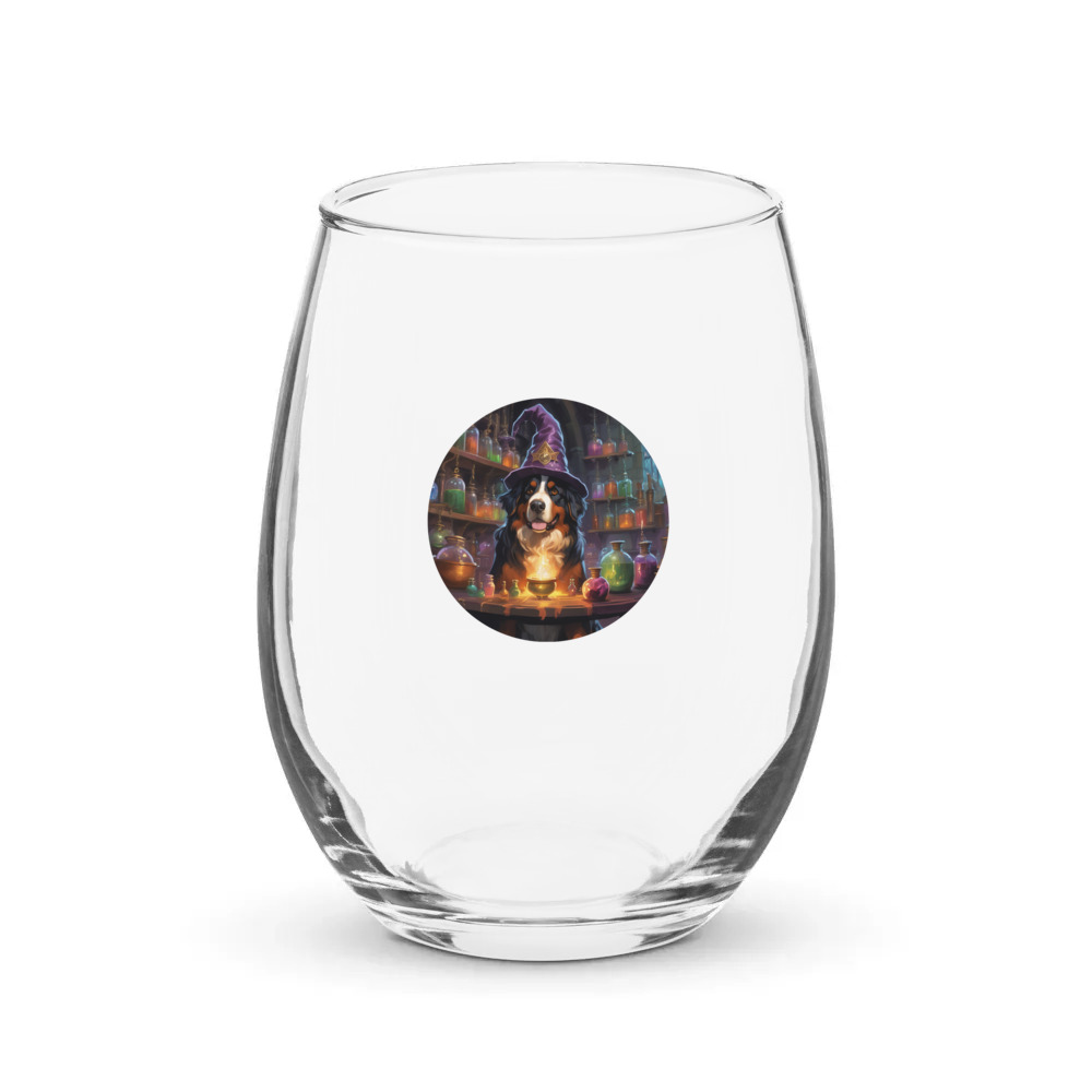 PugMug Custom Bernese Mountain Dog Stemless Wine Glass