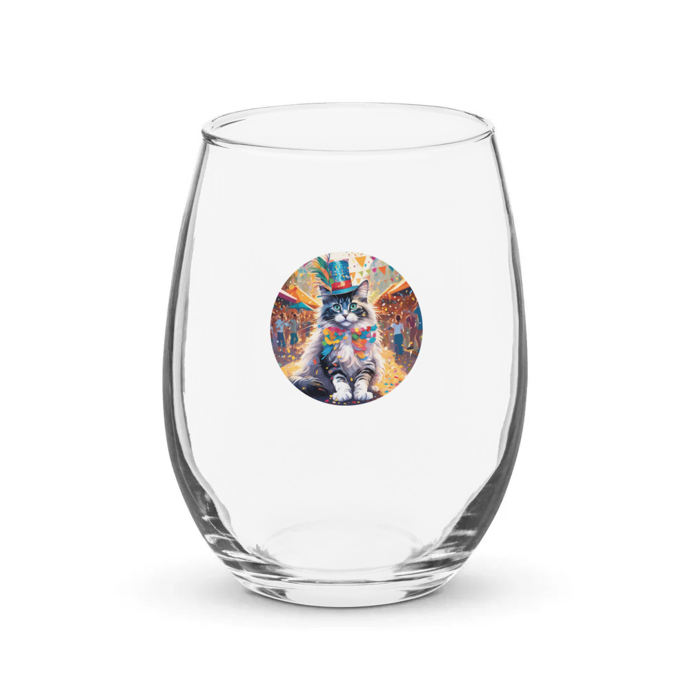 PugMug Custom Tabby Ragdoll Cat Stemless Wine Glass