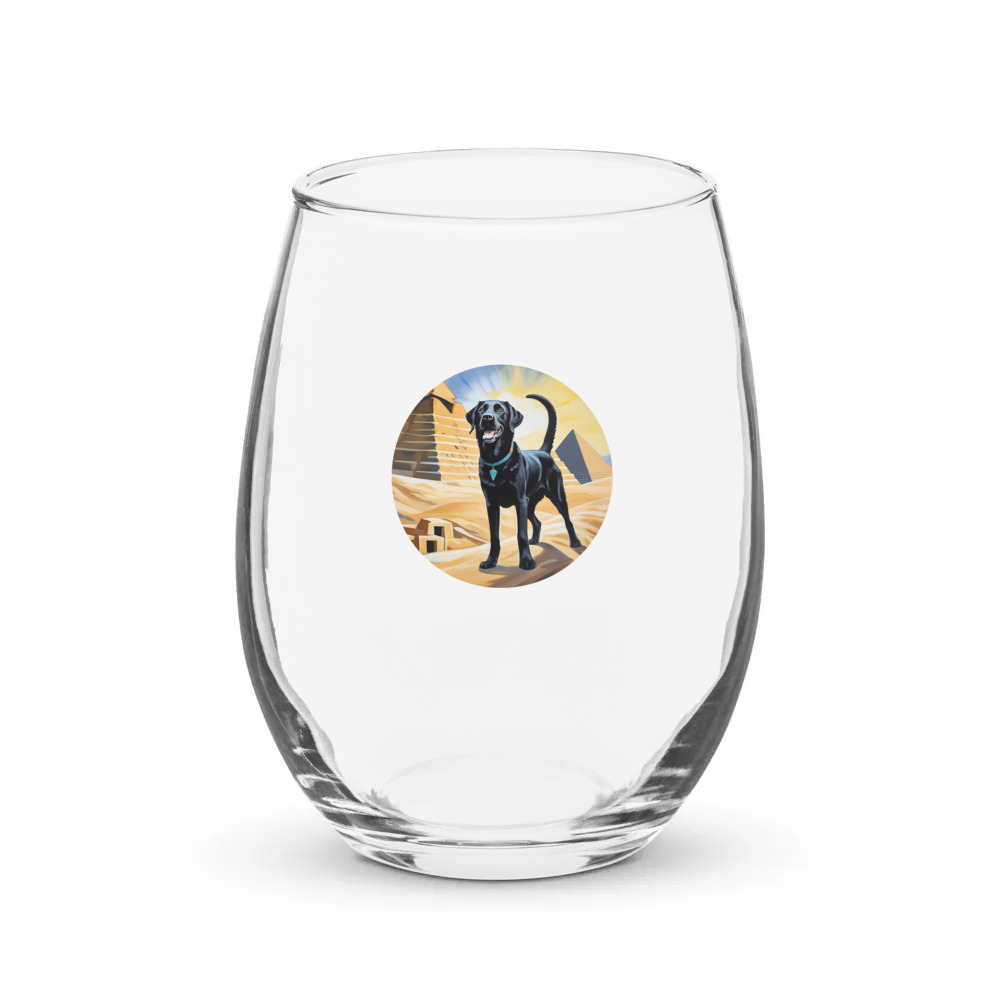 PugMug Custom Black Labrador Retriever Stemless Wine Glass