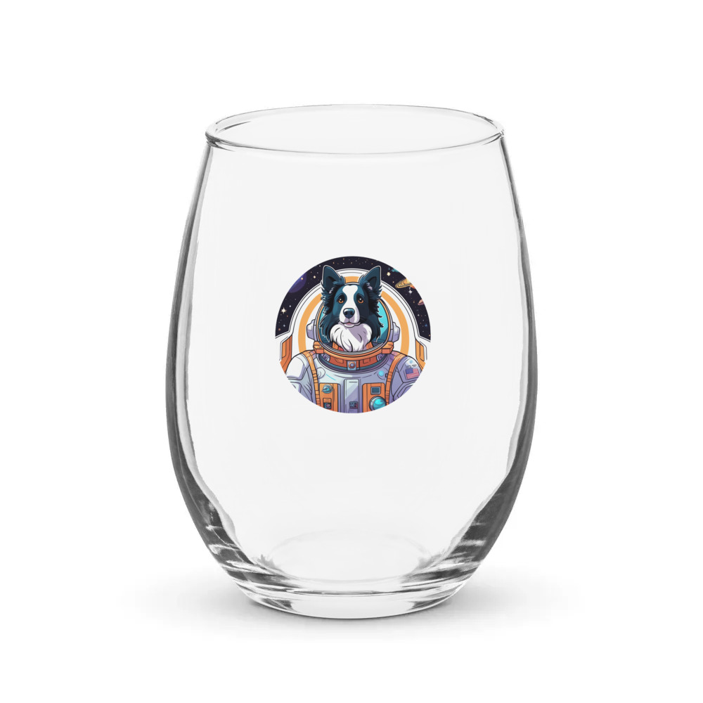 PugMug Custom Border Collie Stemless Wine Glass