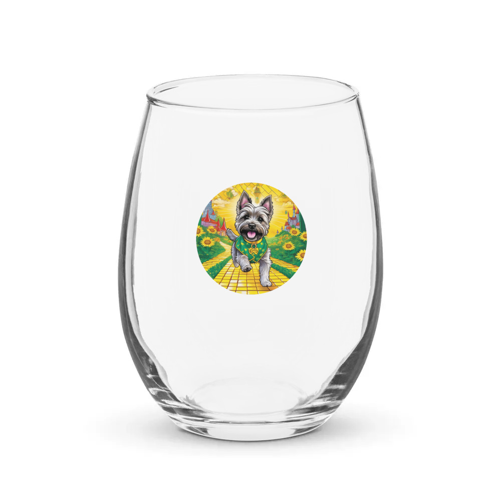 PugMug Custom Cairn Terrier Stemless Wine Glass