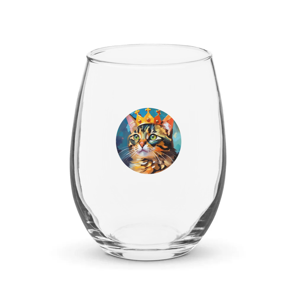 PugMug Custom Tabby Exotic Cat Stemless Wine Glass