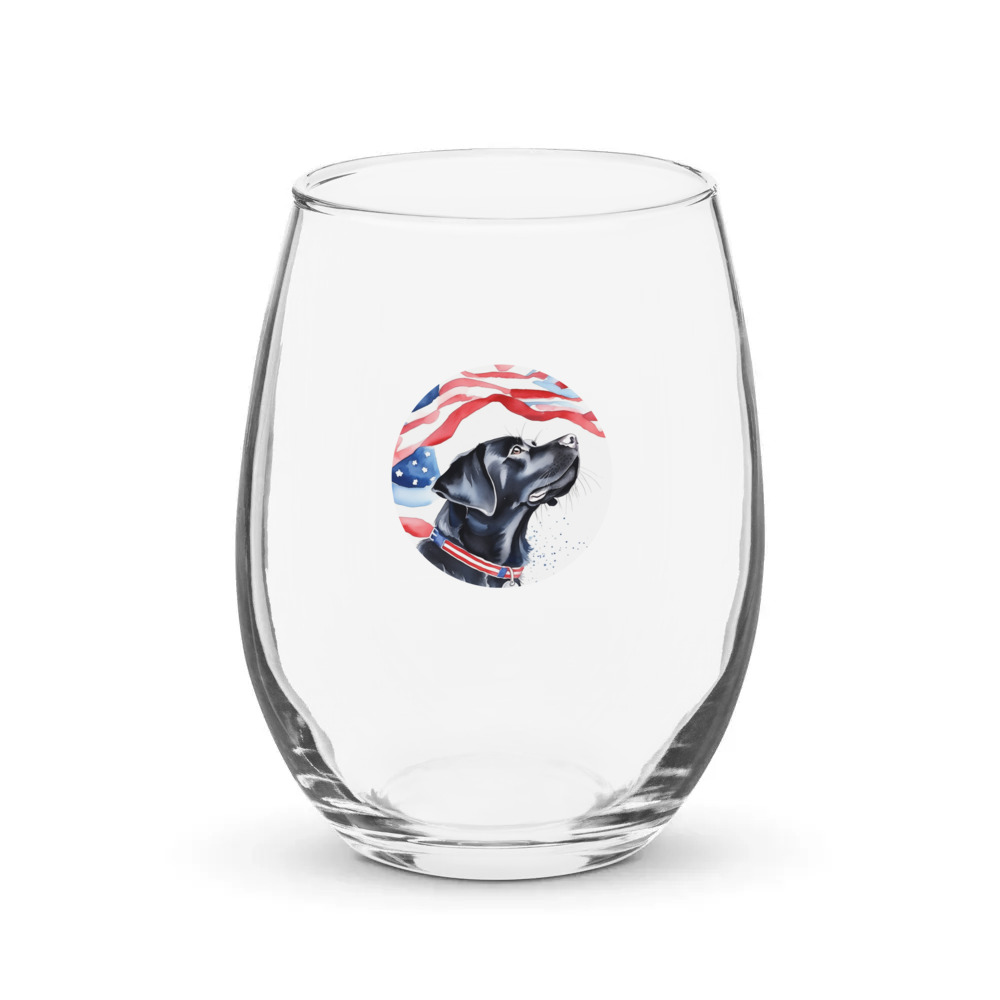 PugMug Custom Black Labrador Retriever Stemless Wine Glass