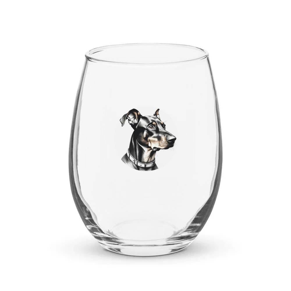 PugMug Custom Doberman Pinscher Stemless Wine Glass
