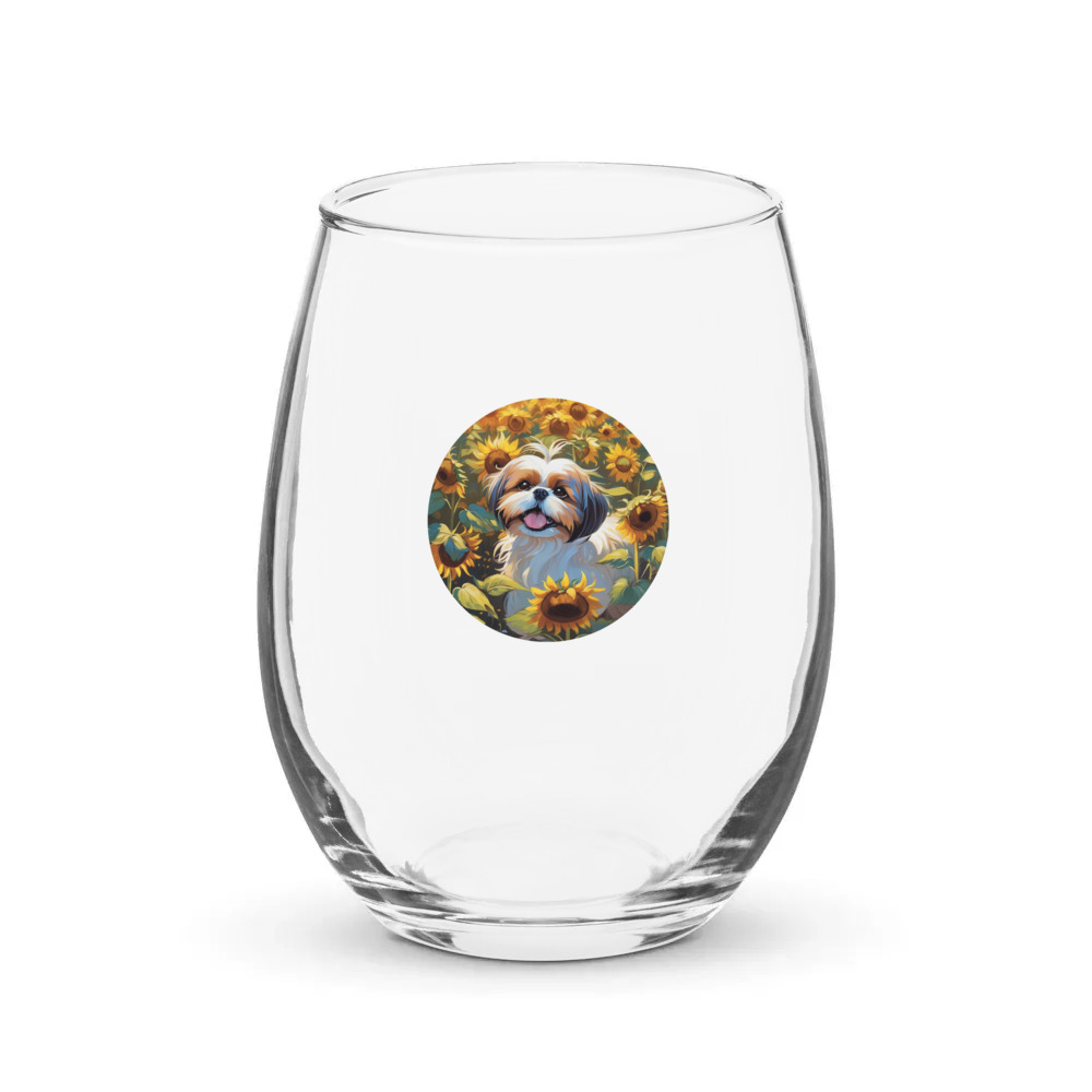 PugMug Custom Shih Tzu Stemless Wine Glass