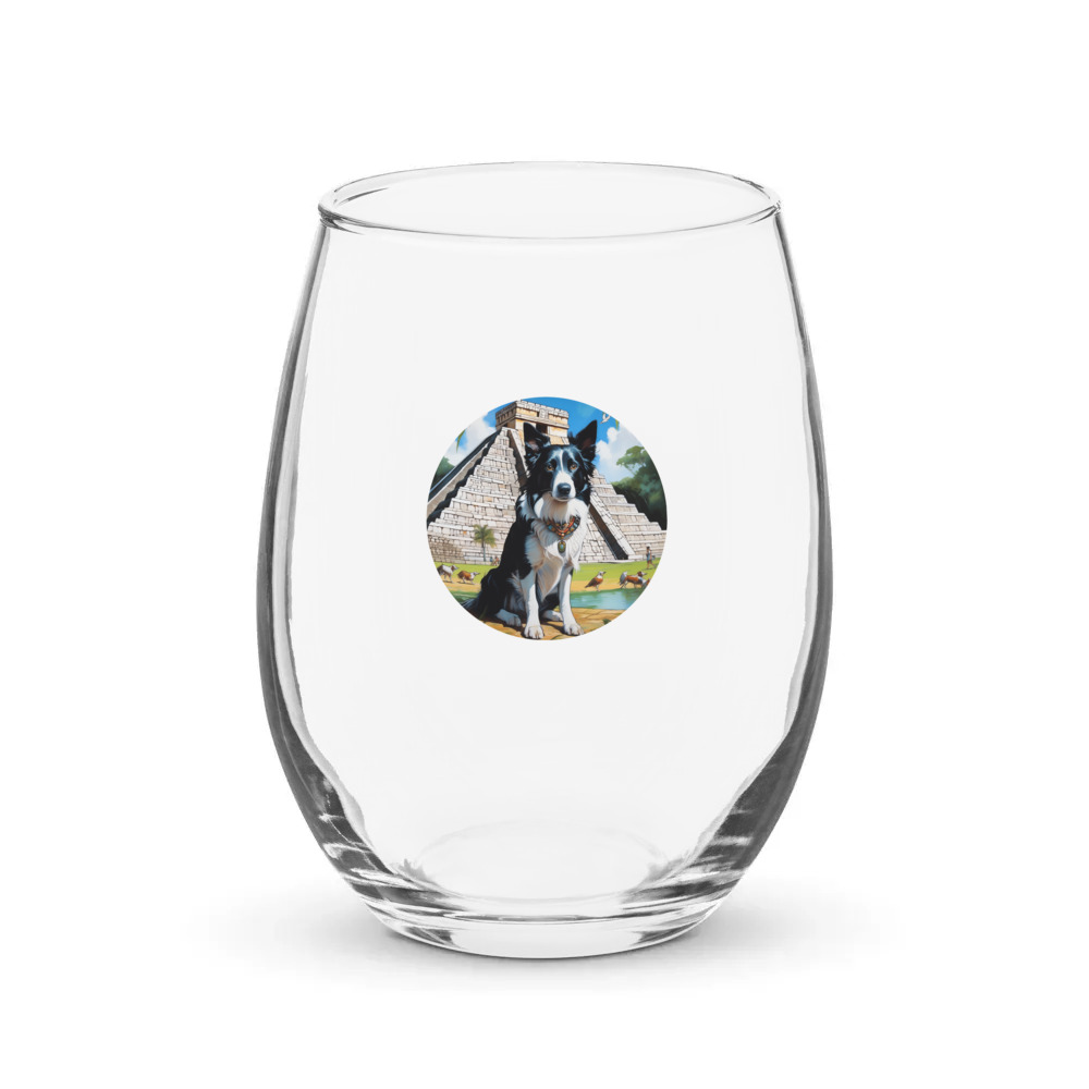 PugMug Custom Border Collie Stemless Wine Glass