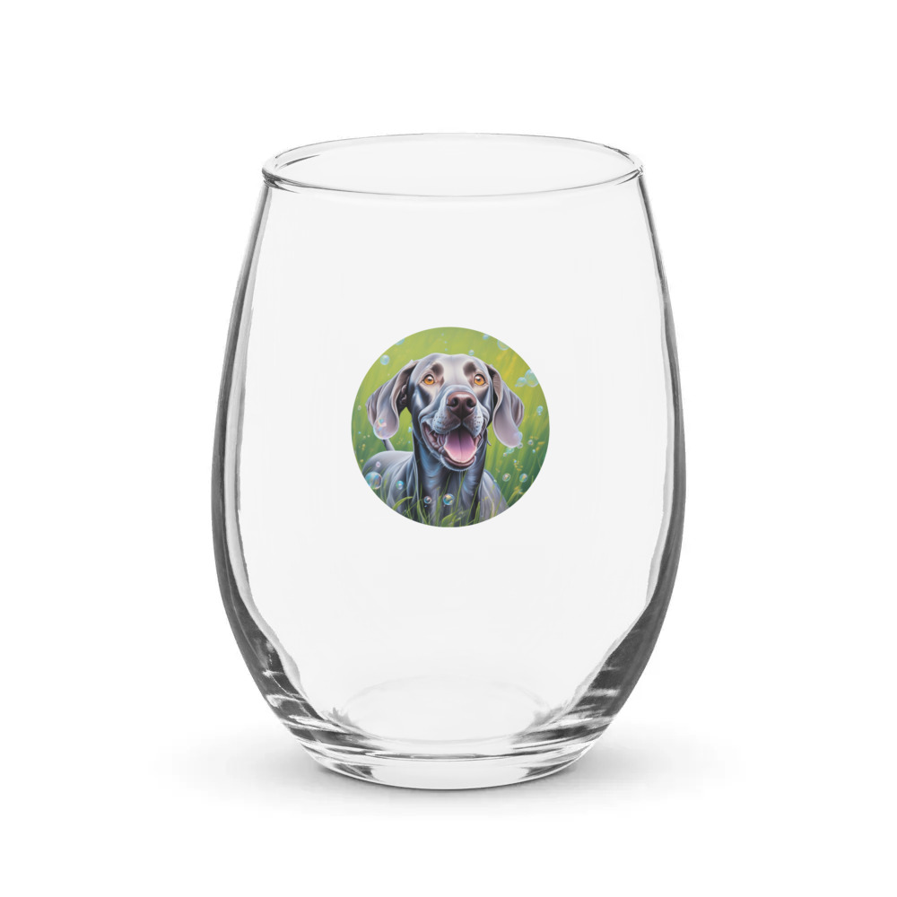 PugMug Custom Weimaraner Stemless Wine Glass