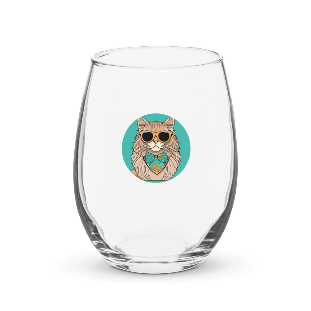 PugMug Custom Tabby Persian Cat Stemless Wine Glass