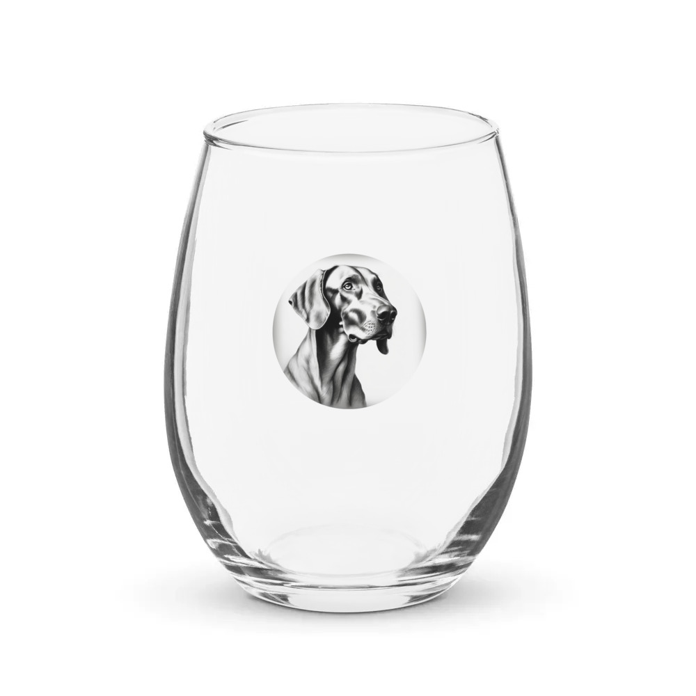 PugMug Custom Weimaraner Stemless Wine Glass