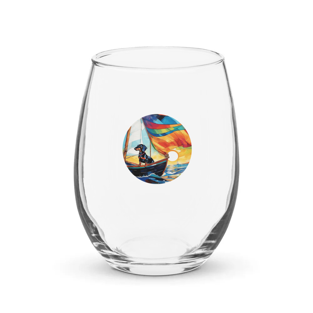 PugMug Custom Black Dachshund Stemless Wine Glass