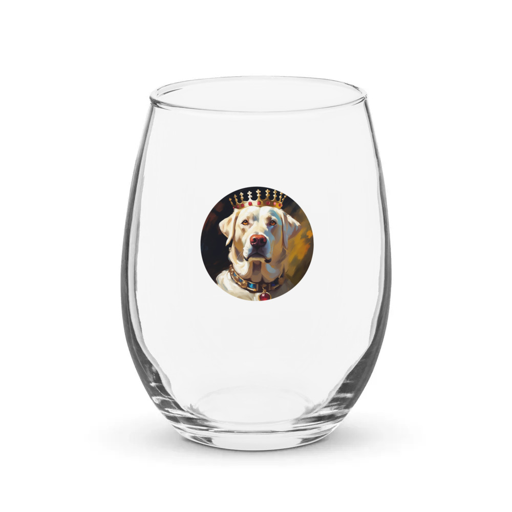 PugMug Custom White Labrador Retriever Stemless Wine Glass