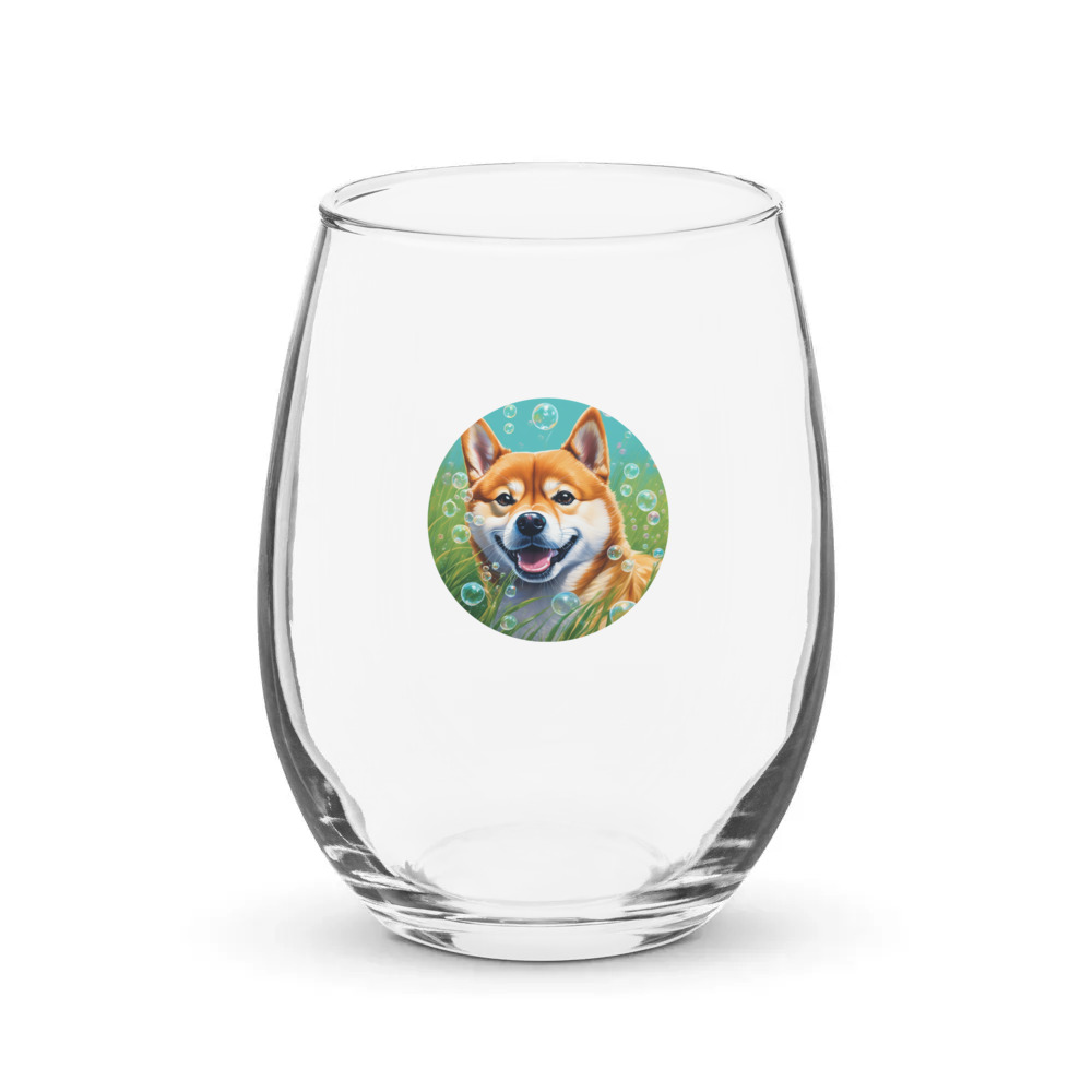 PugMug Custom Shiba Inu Stemless Wine Glass