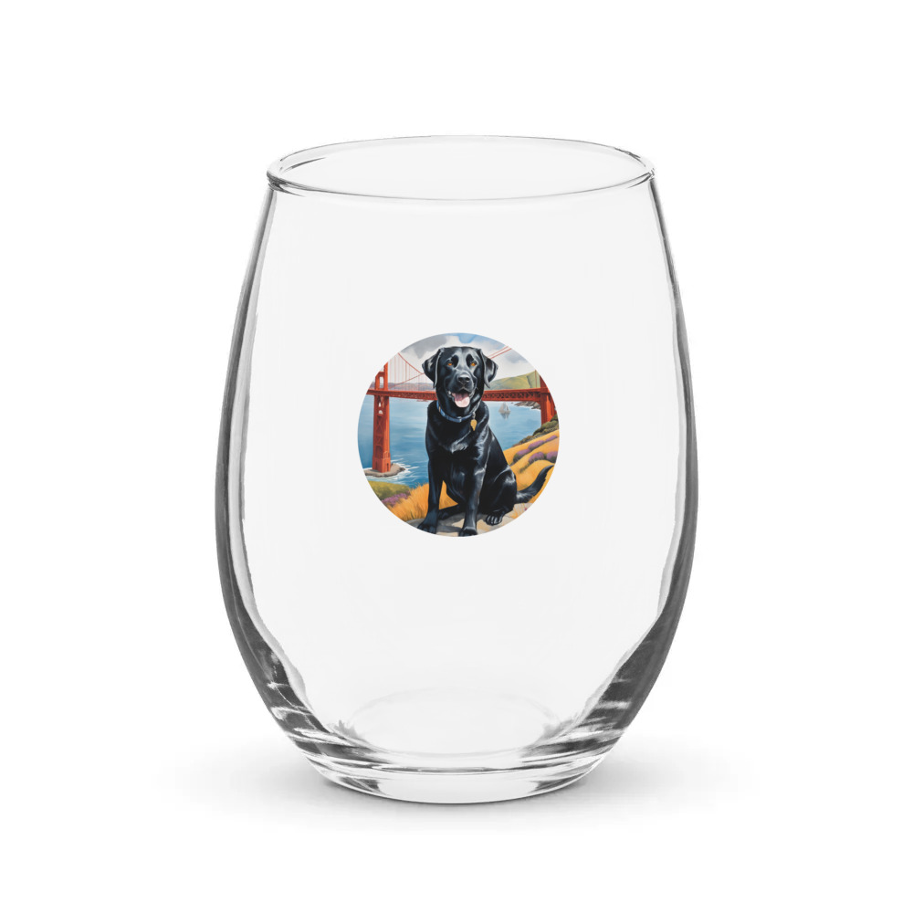 PugMug Custom Black Labrador Retriever Stemless Wine Glass