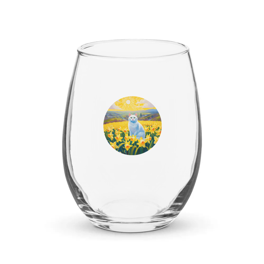 PugMug Custom White Companion Cat Stemless Wine Glass