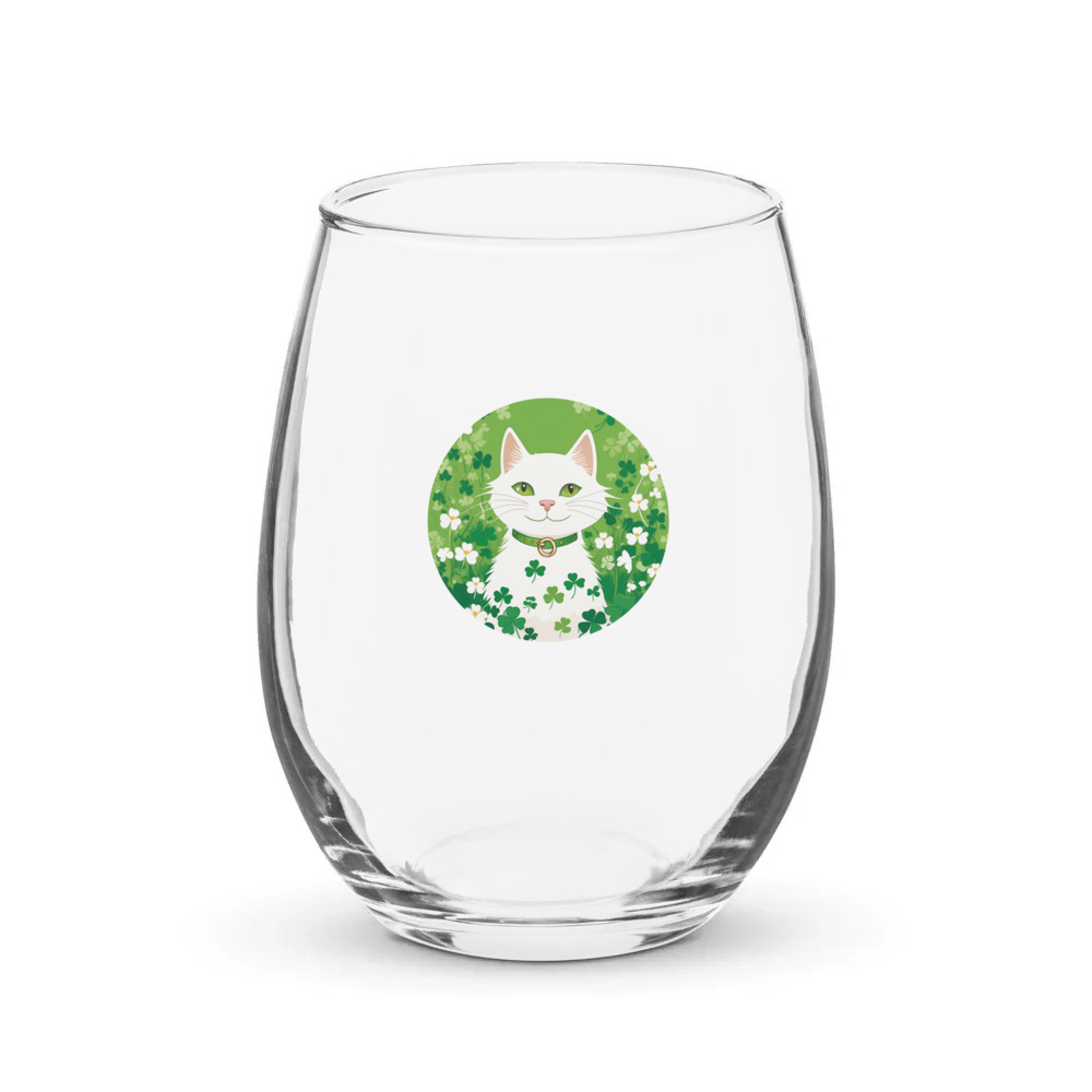 PugMug Custom White Companion Cat Stemless Wine Glass