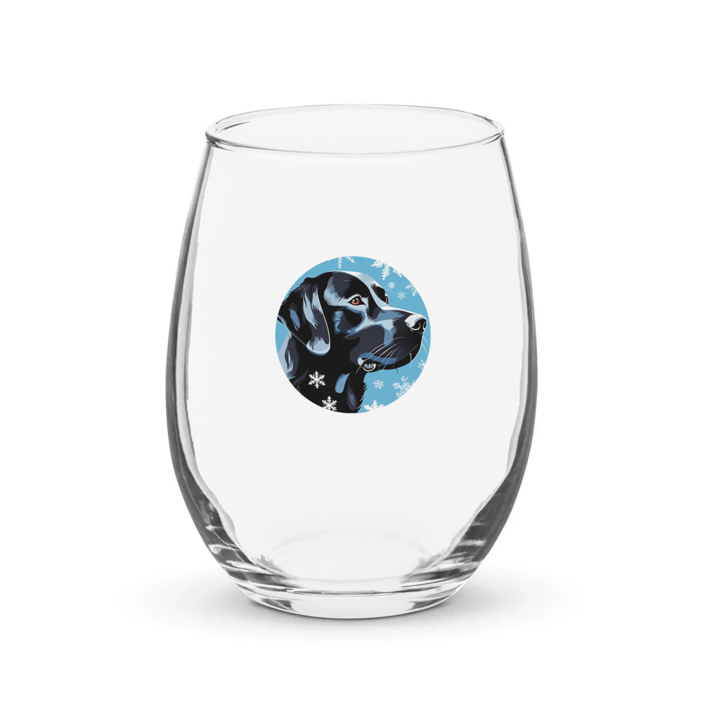 PugMug Custom Black Labrador Retriever Stemless Wine Glass