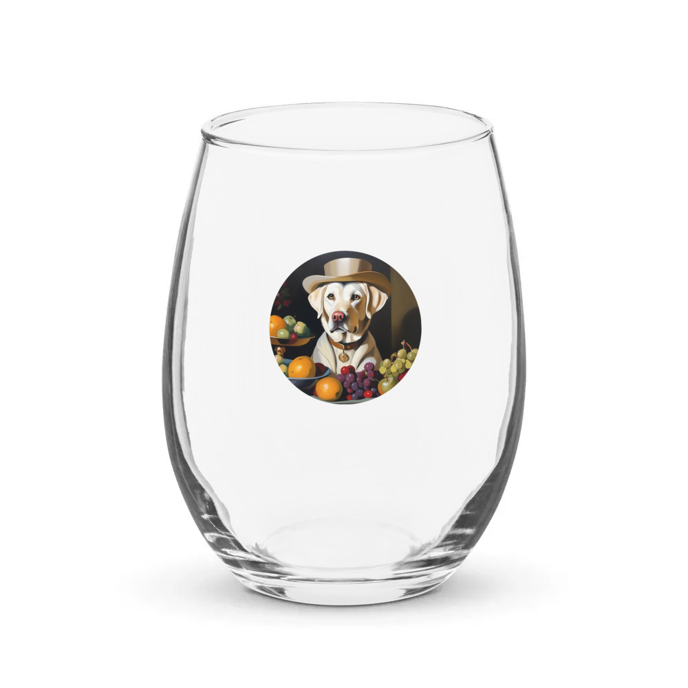 PugMug Custom White Labrador Retriever Stemless Wine Glass