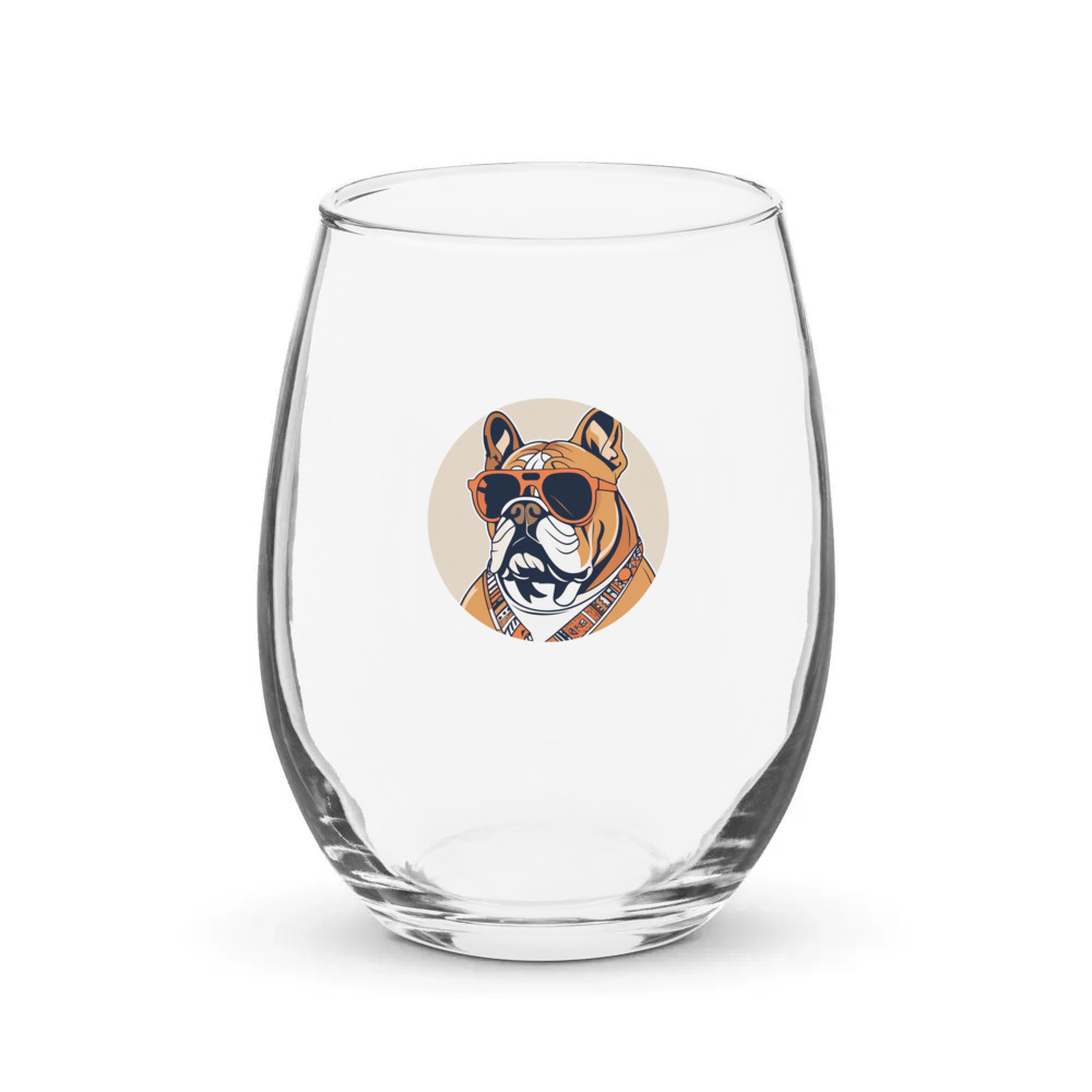 PugMug Custom Bulldog Stemless Wine Glass