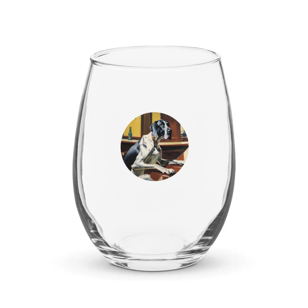 PugMug Custom Great Dane Stemless Wine Glass