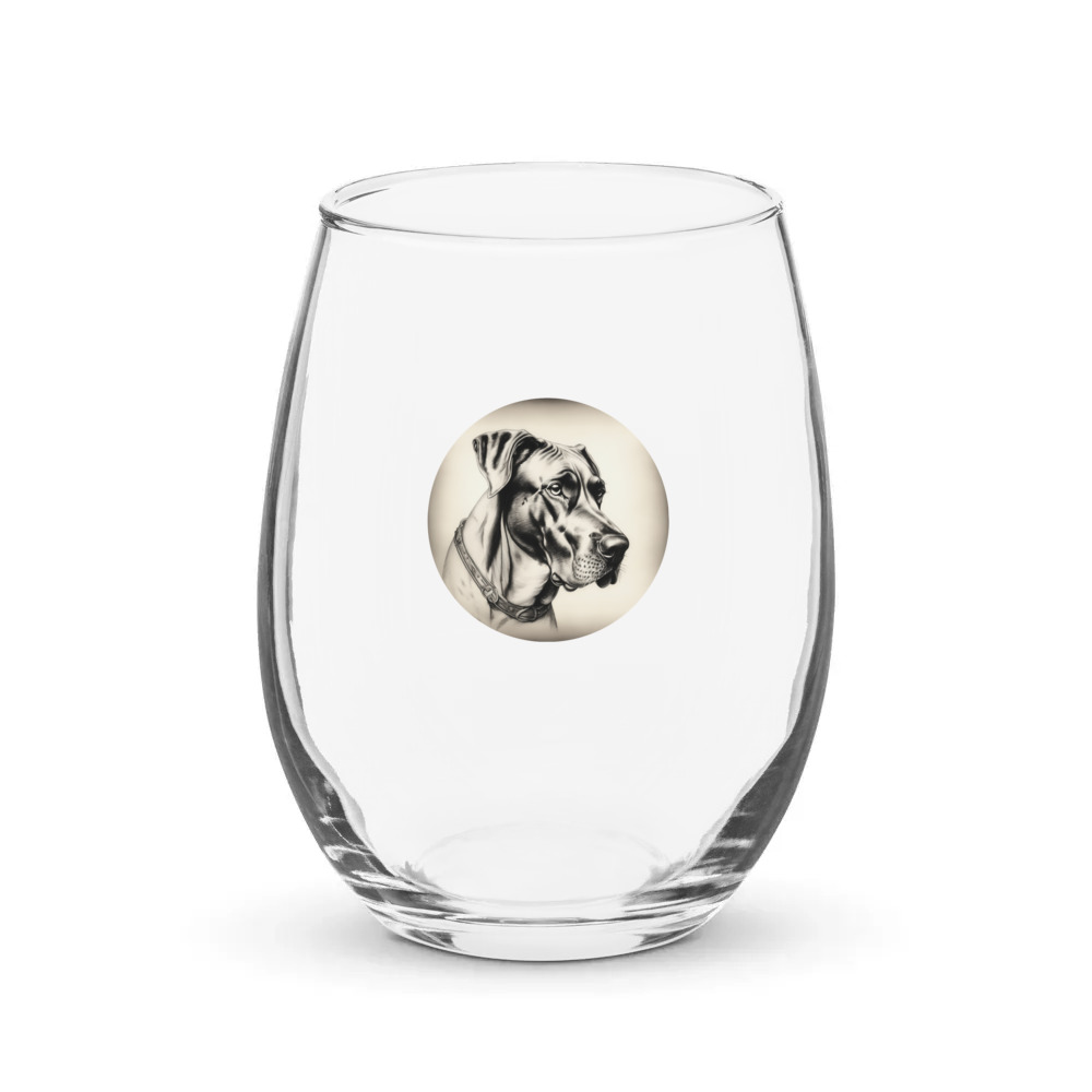 PugMug Custom Great Dane Stemless Wine Glass