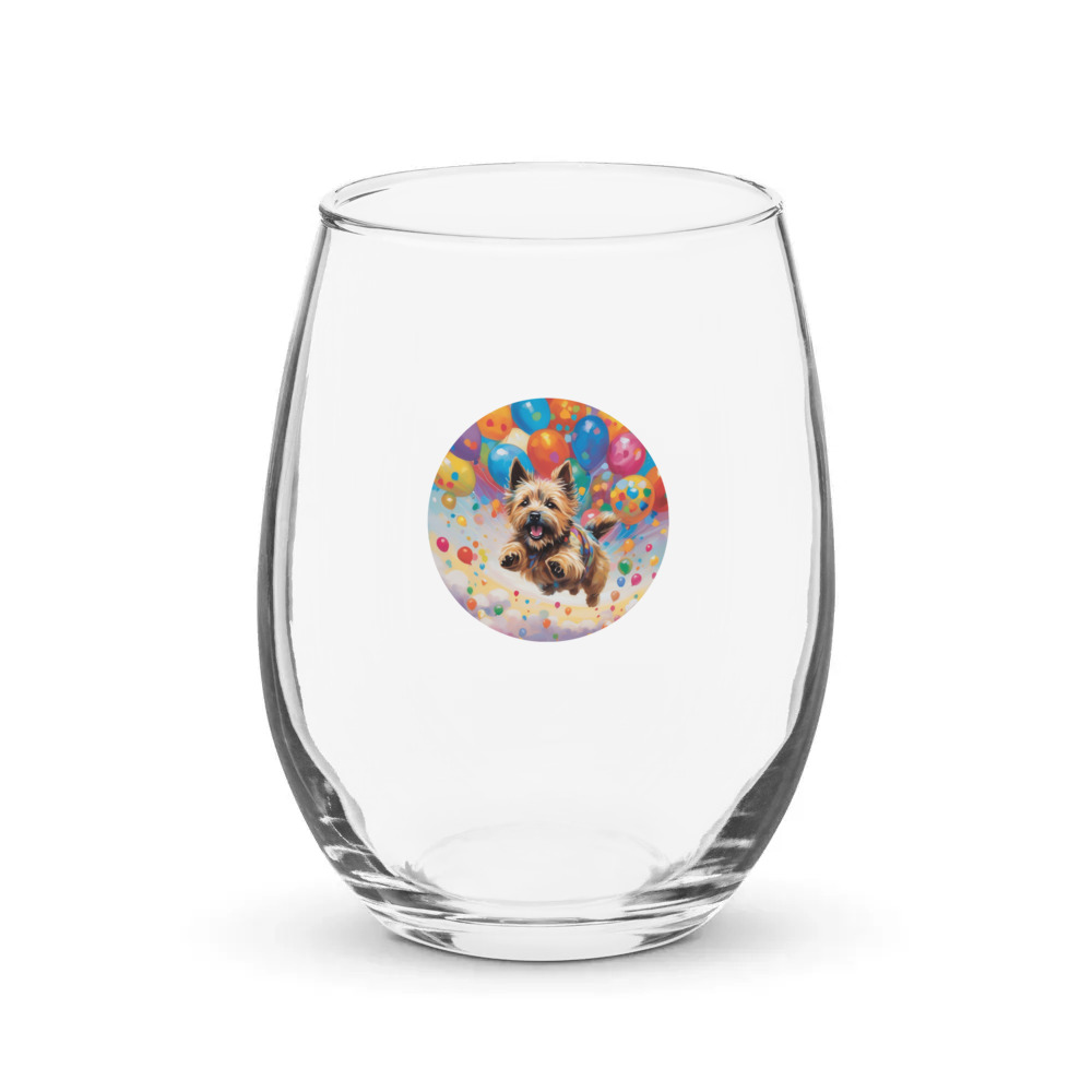 PugMug Custom Cairn Terrier Stemless Wine Glass