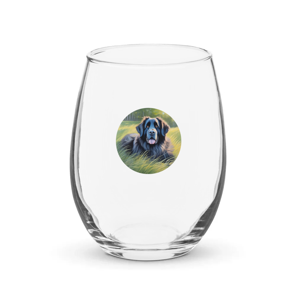 PugMug Custom Newfoundland Stemless Wine Glass