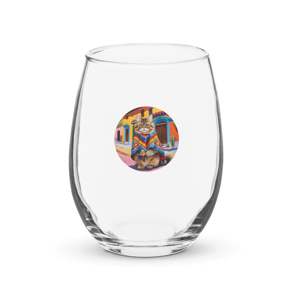 PugMug Custom Tabby Persian Cat Stemless Wine Glass