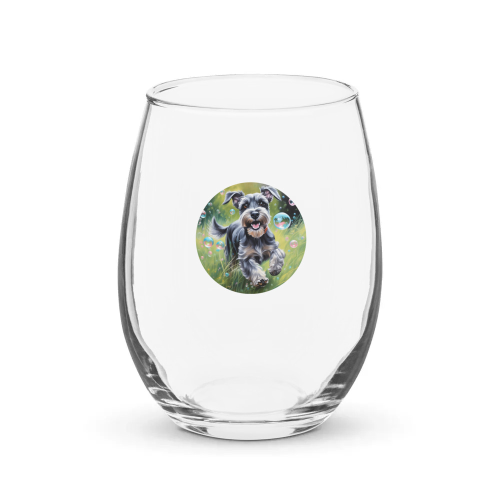 PugMug Custom Miniature Schnauzer Stemless Wine Glass