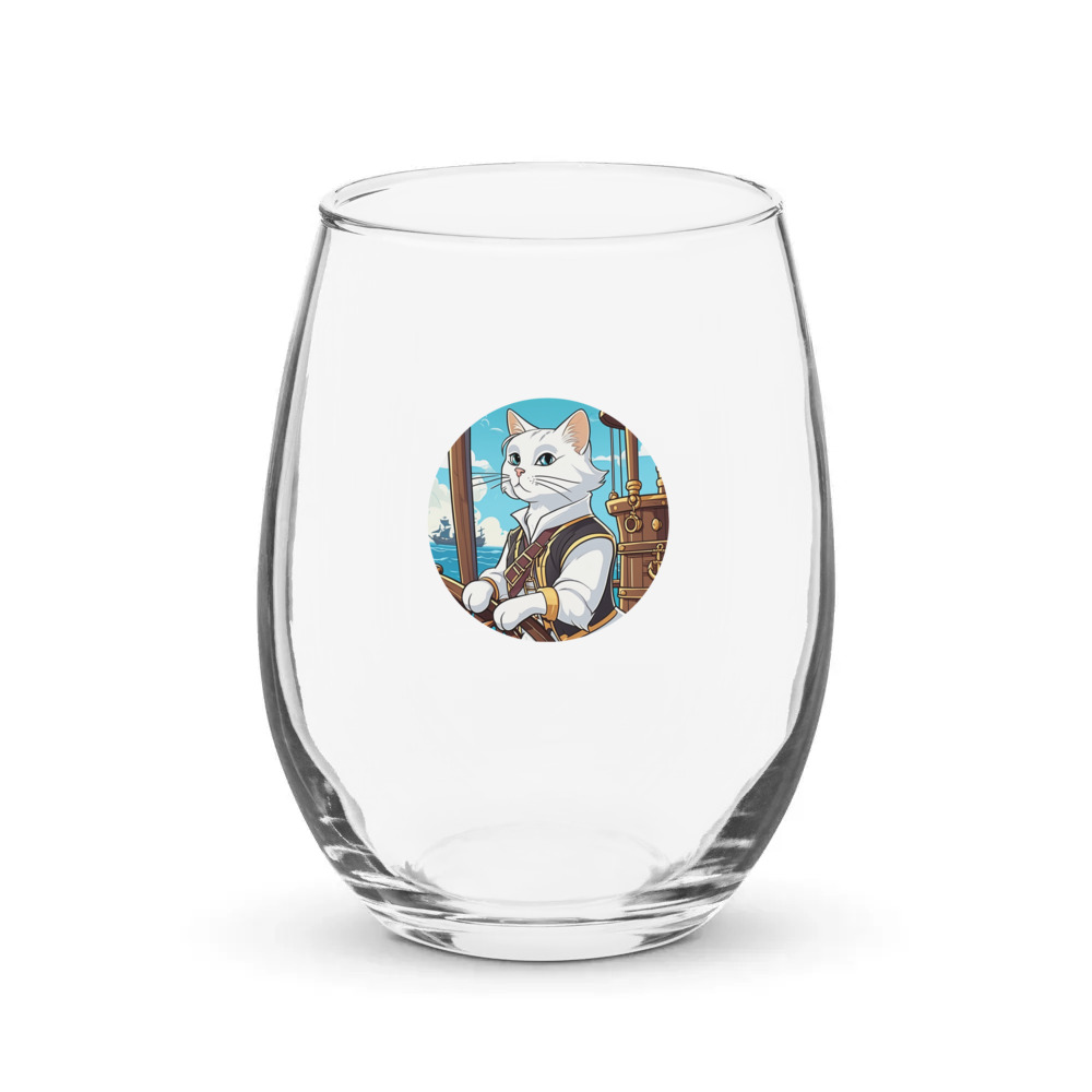 PugMug Custom White Companion Cat Stemless Wine Glass