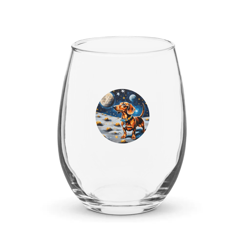 PugMug Custom Tan Dachshund Stemless Wine Glass