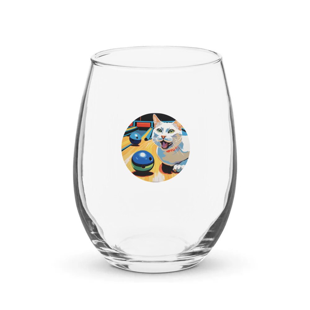 PugMug Custom White Companion Cat Stemless Wine Glass