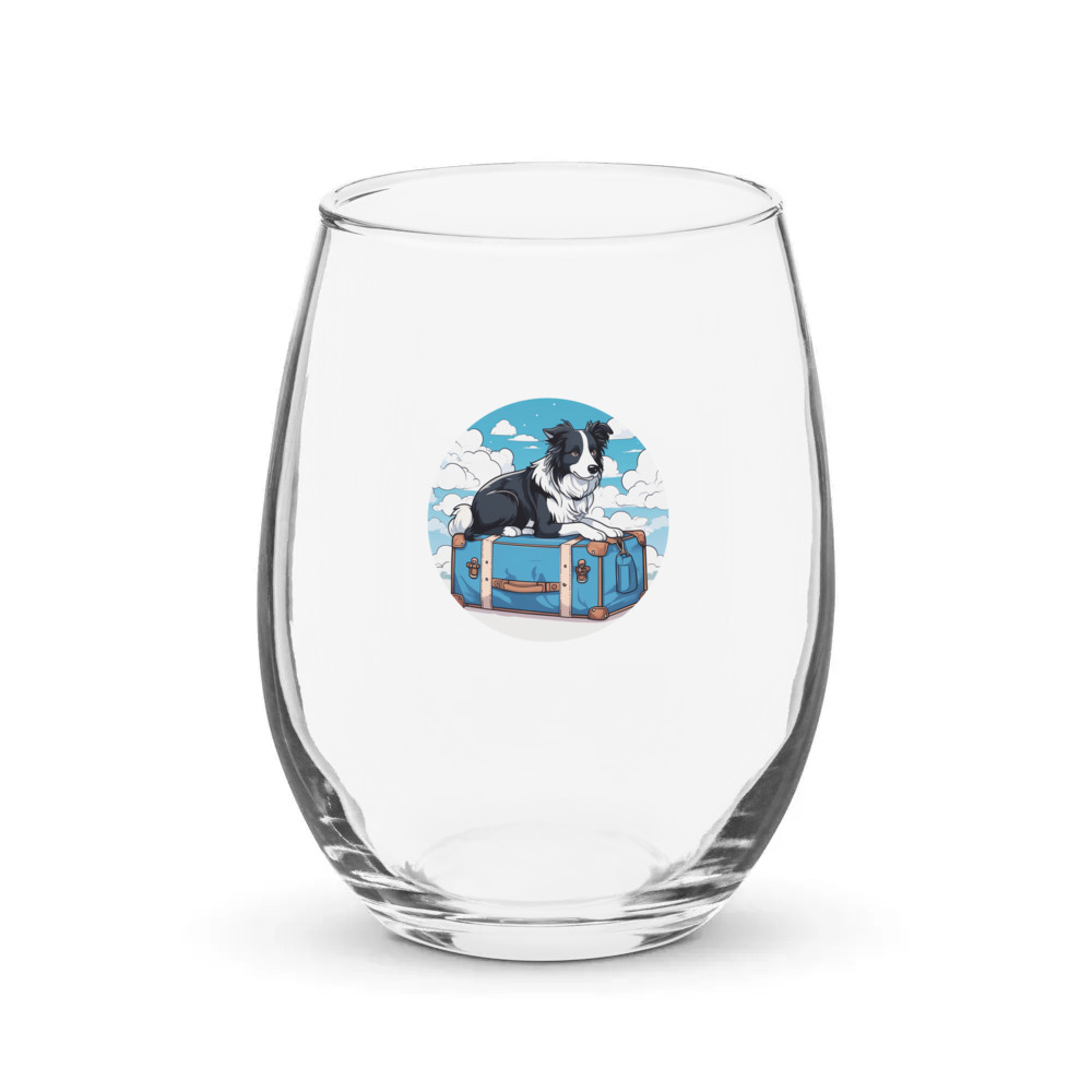 PugMug Custom Border Collie Stemless Wine Glass