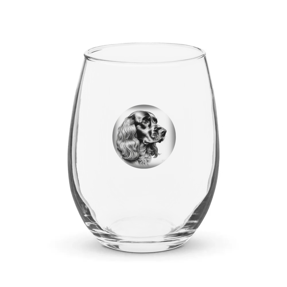 PugMug Custom Cocker Spaniel Stemless Wine Glass