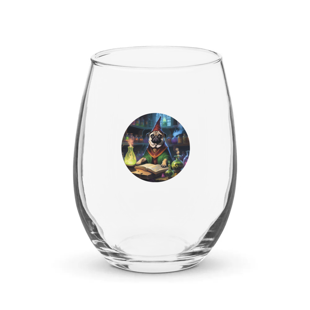 PugMug Custom Pug Stemless Wine Glass