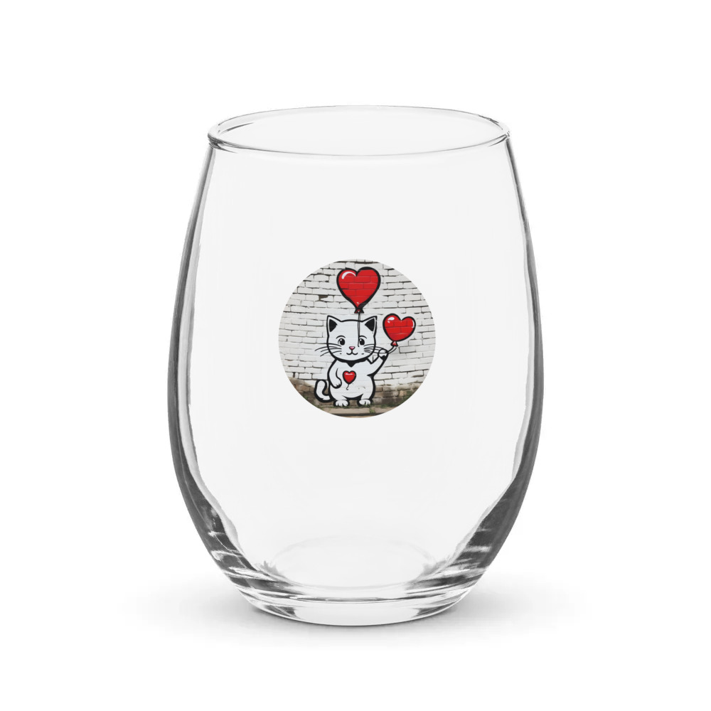 PugMug Custom White Companion Cat Stemless Wine Glass