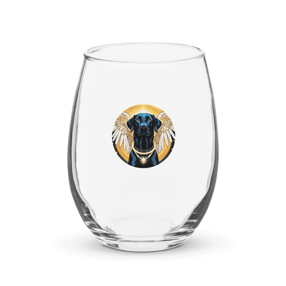 PugMug Custom Black Labrador Retriever Stemless Wine Glass