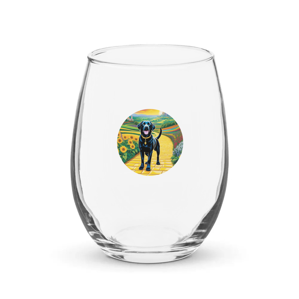 PugMug Custom Black Labrador Retriever Stemless Wine Glass