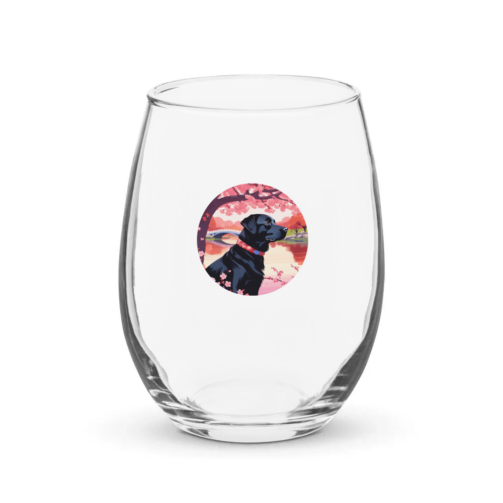 PugMug Custom Black Labrador Retriever Stemless Wine Glass
