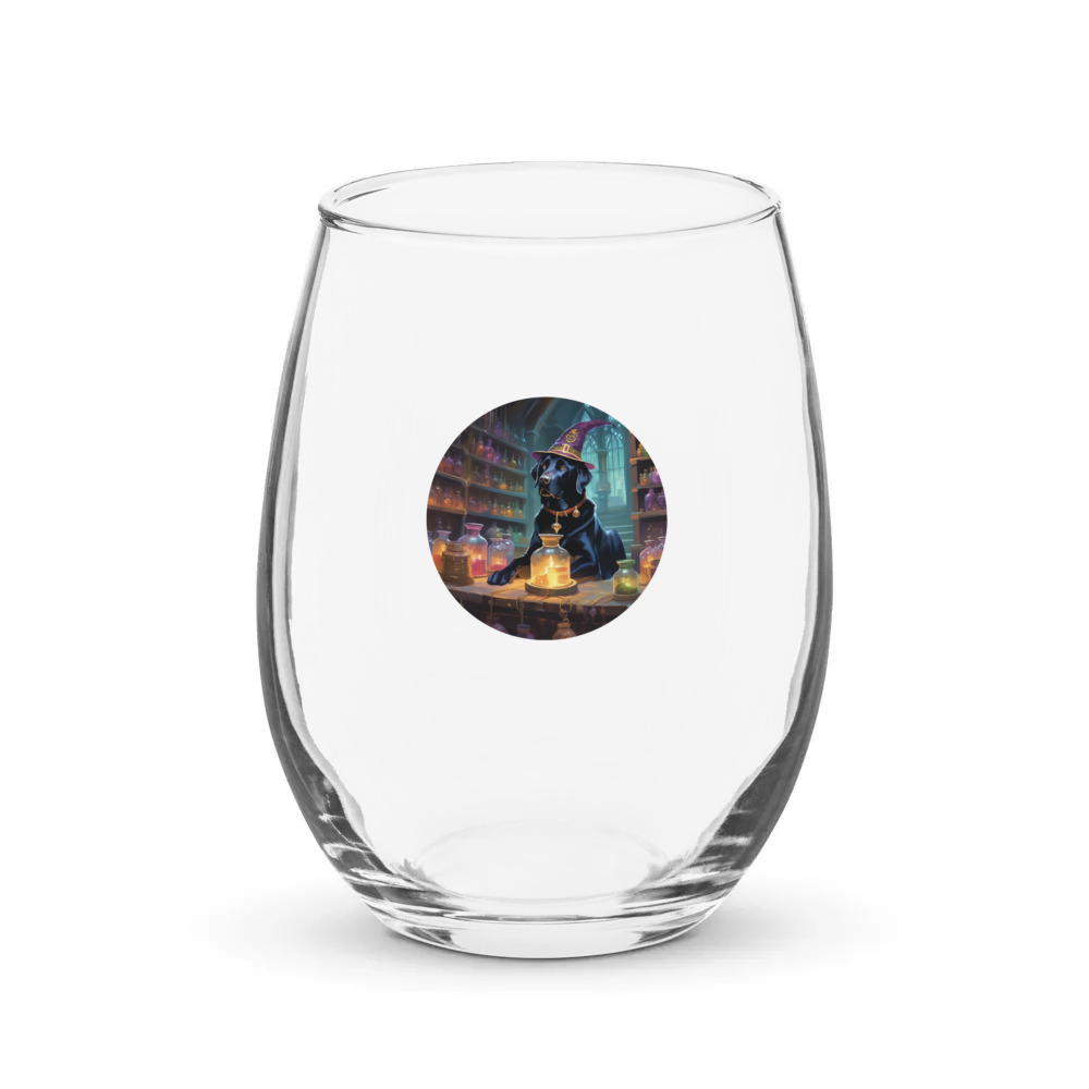 PugMug Custom Black Labrador Retriever Stemless Wine Glass