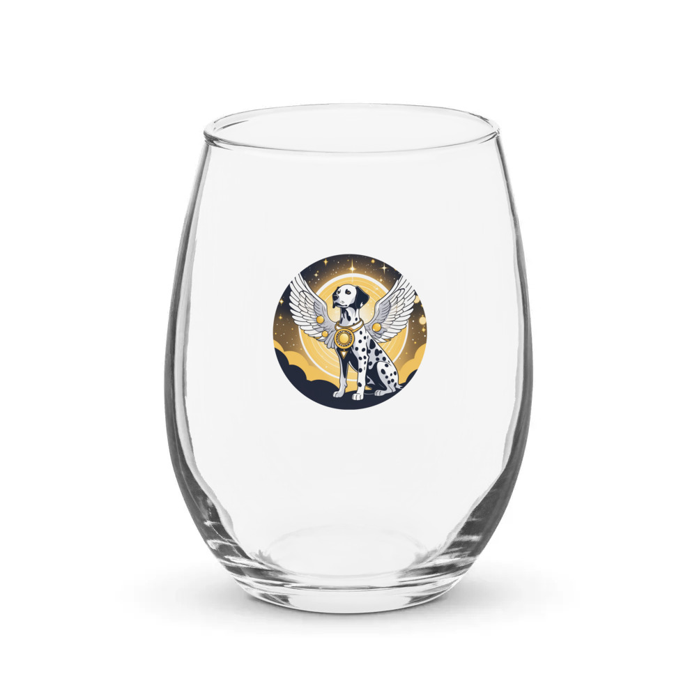 PugMug Custom Dalmatian Stemless Wine Glass