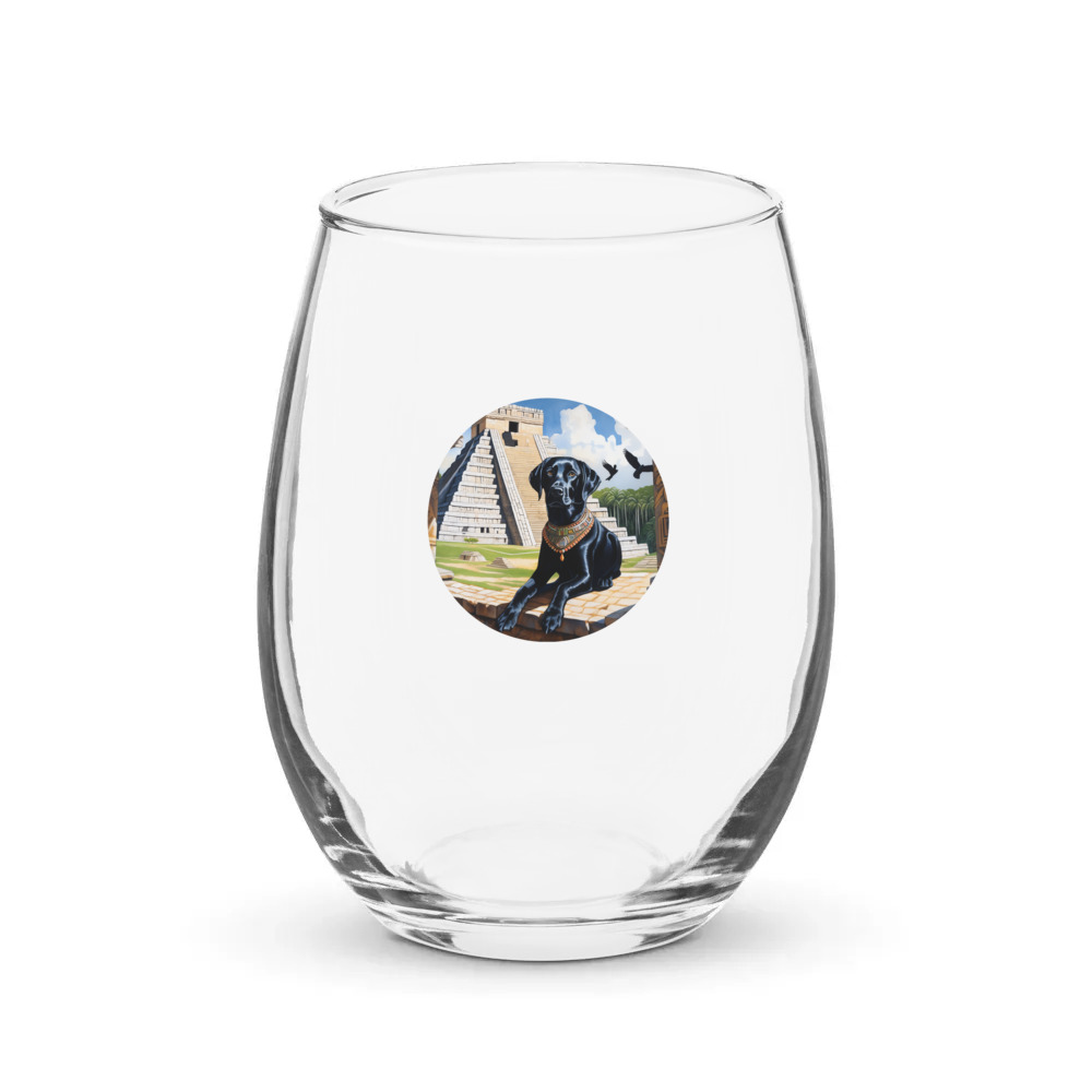PugMug Custom Black Labrador Retriever Stemless Wine Glass