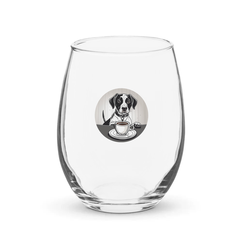PugMug Custom Pointer Dog Stemless Wine Glass