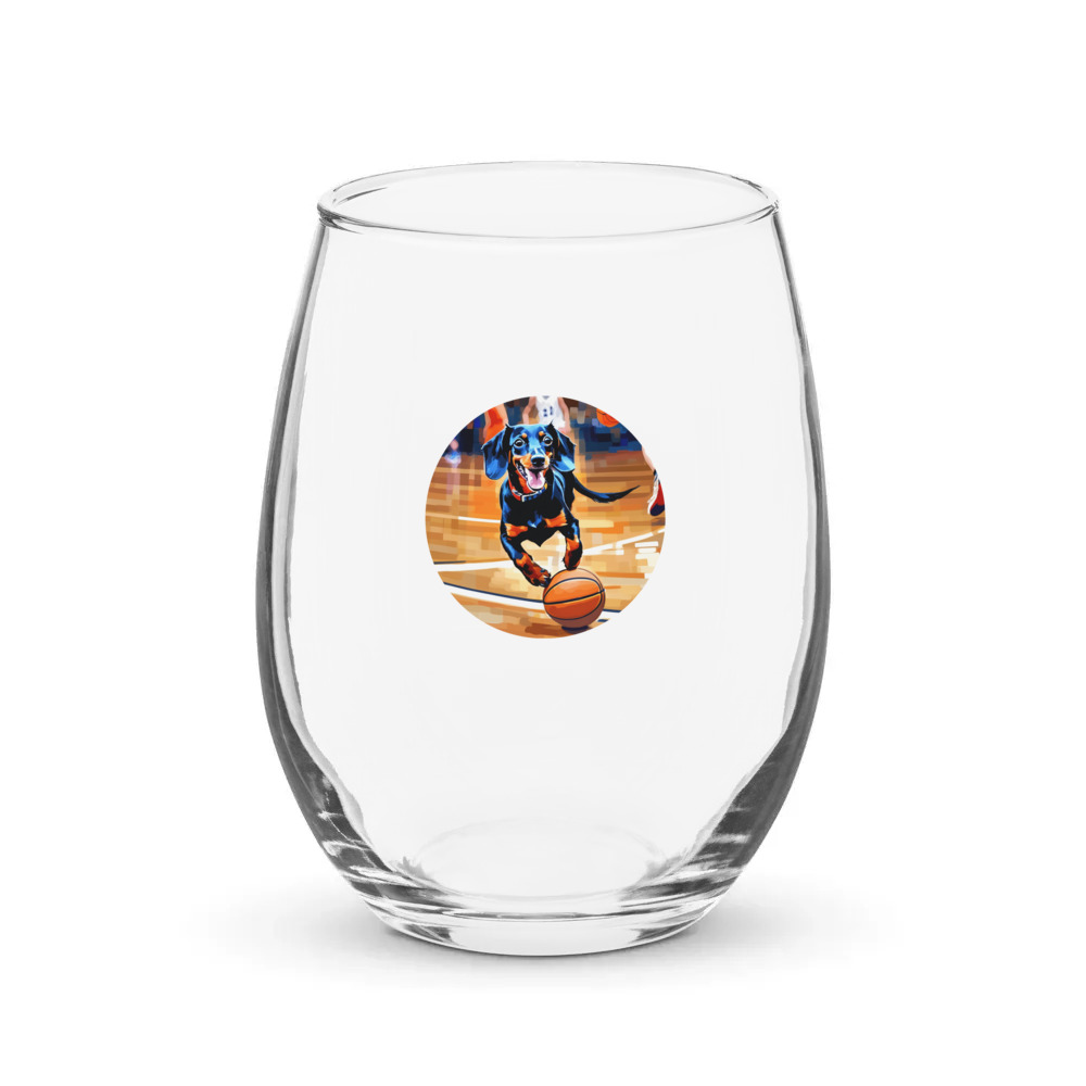 PugMug Custom Black Dachshund Stemless Wine Glass