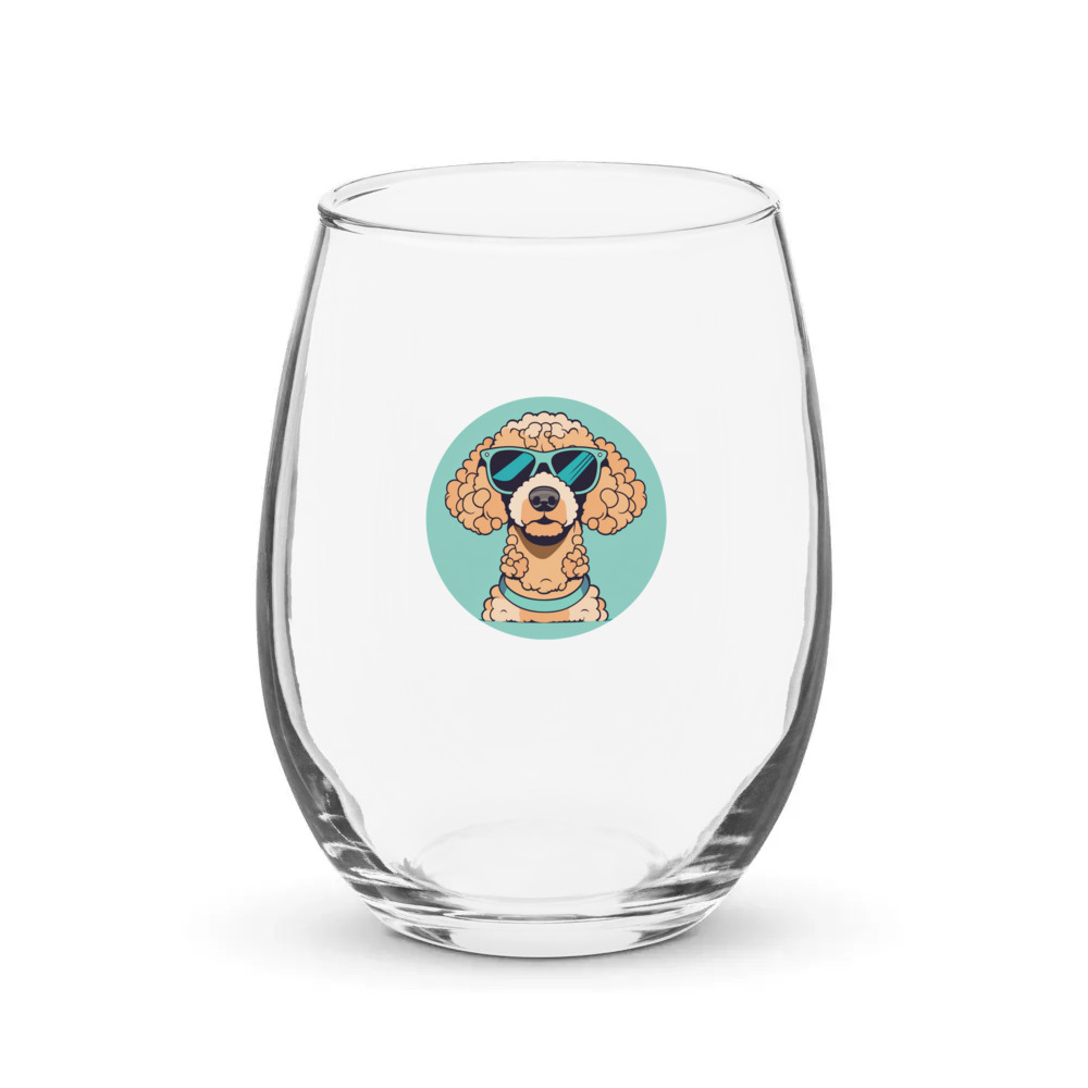 PugMug Custom Tan Poodle Stemless Wine Glass