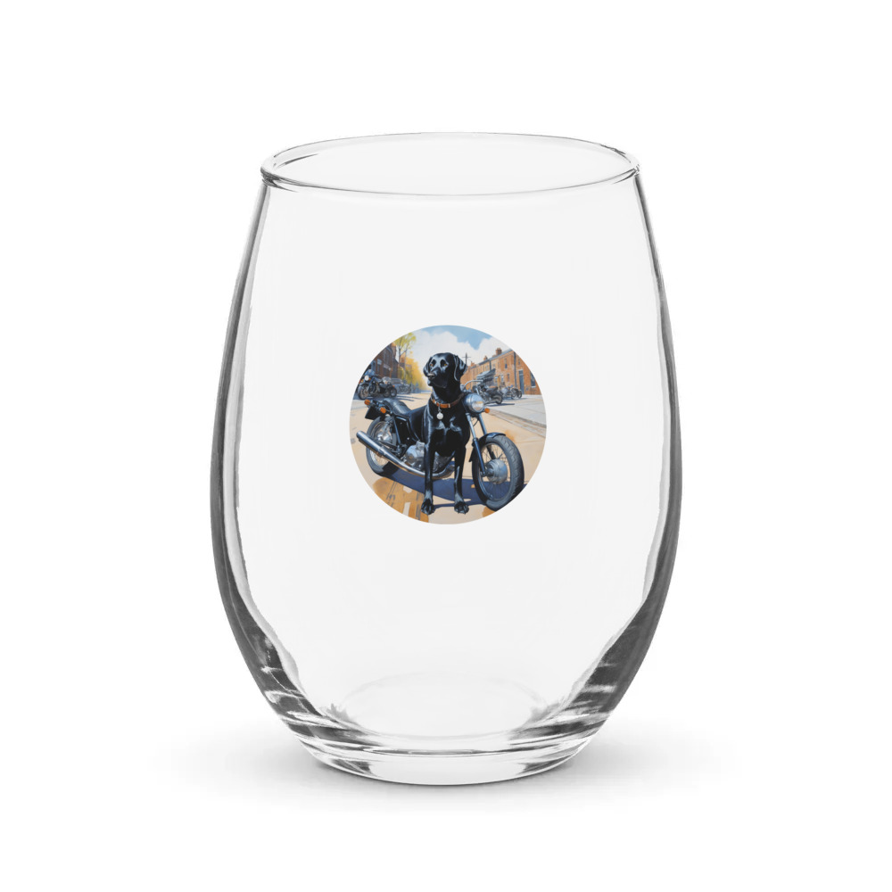 PugMug Custom Black Labrador Retriever Stemless Wine Glass